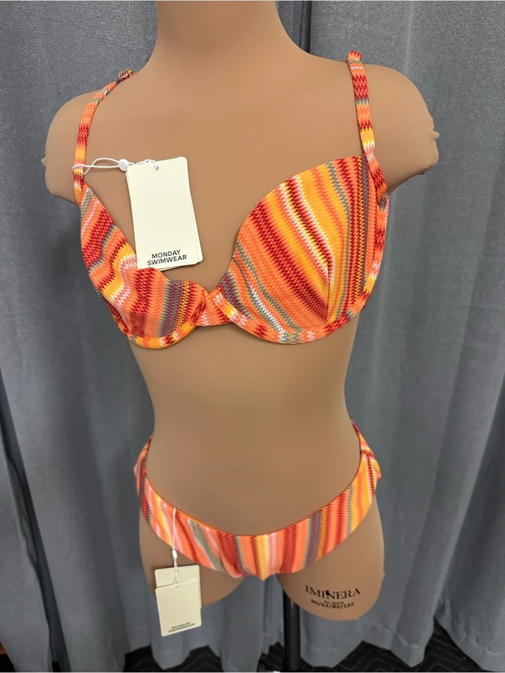Monday Swimwear Orange Multi-Stripe Underwire Bikini